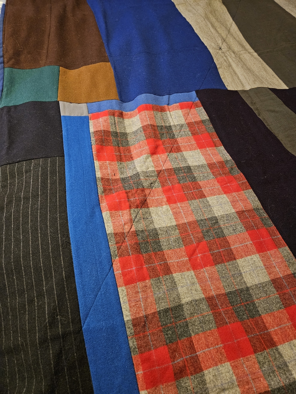 Vintage Patchwork Wool Blend Throw Blanket in Various Colors